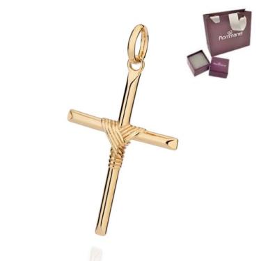 Imagem de Pingente Masculino Rommanel Cruz Com Frisos Entrelaçados 542870