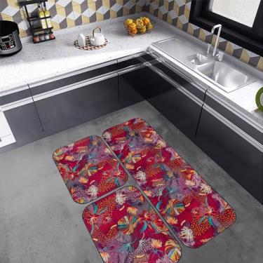 Imagem de Passadeira, Tapetes Cozinha Antiderrapante Kit 3 Pecas，Estilo Natural Antiderrapante e DuráVel(11187-V1)