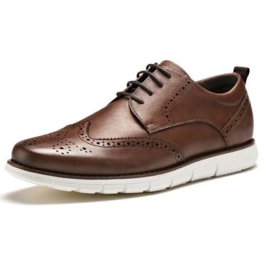 Imagem de CGRRBW Sapatos Sociais Masculinos, Tênis Oxford Casuais, Confortáveis, Para Negócios, Bico Fino, Escritório, Njxm01-Darkbrown-8.5