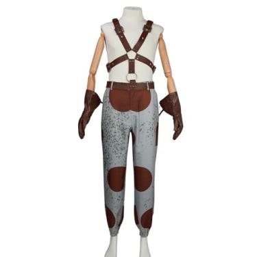 Imagem de GoodTHskycos Fantasia masculina de palhaço de terror dente doce cosplay roupas 5 peças calças cintas luvas com máscara Halloween (conjunto completo, GG)