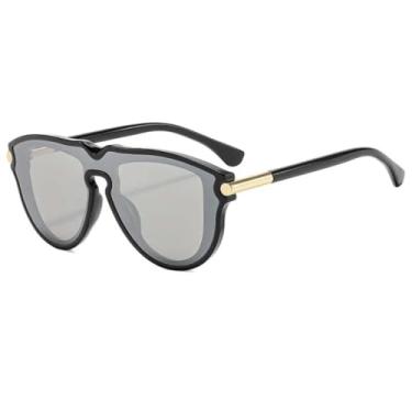 Imagem de HCPIHF Óculos de armação grande feminino vintage luxo masculino punk hip hop uv400 (preto-prateado)