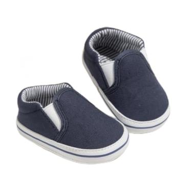 Imagem de Tênis de lona para bebês meninos e meninas recém-nascido primeira caminhada antiderrapante sola macia respirável sapatos para crianças pequenas, Azul, 12-18 Months Toddler