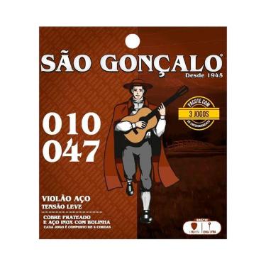 Imagem de Kit C/ 3 Jogos De Cordas São Gonçalo Violão Aço 10/47 Ec0579