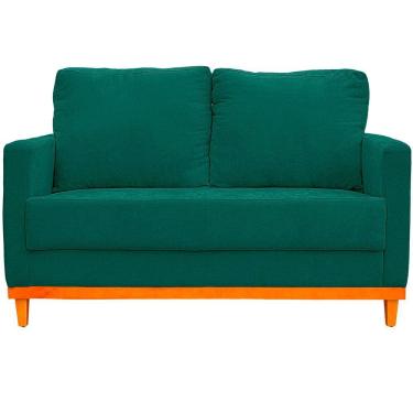 Imagem de Sofa Berlim 2 Lugares Base De Madeira Tecido Impermeavel Verde Musgo