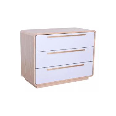 Imagem de Cômoda Infantil Evolutiva Redonda Cor Branca Com Madeira Nature Branco