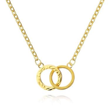 Imagem de Colares femininos com pingente banhado a ouro 18K | Colar de ouro para mulheres | Slider ajustável, Large, aço de titânio, Sem Pedra Preciosa