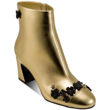 Imagem de KARL LAGERFELD Bota feminina de salto Dalyn Fleur com enfeites florais, Dourado, 38
