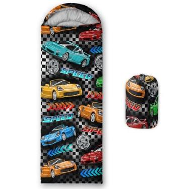 Imagem de AILONEN Sacos de dormir de carro de corrida, leves e à prova d'água, clima quente e frio para 3 estações, sacos de dormir para esportes radicais para crianças, meninos e meninas viajando, ao ar livre