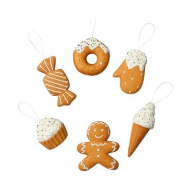 Imagem de Vaveren 6 enfeites de boneco de gengibre para árvore de Natal, decoração de festa, pingente decorativo para jardim, festival e sala de estar.