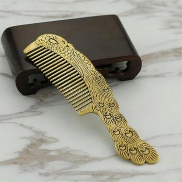 Imagem de 1 pente de cobre pavão decoração de mesa de vestir para casa estatuetas vintage latão puro maquiagem pente de cabelo artesanato presentes
