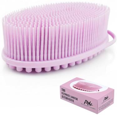 Imagem de Avilana Esfoliante corporal de silicone – Esfoliante de dupla face para homens e mulheres, alternativa de bucha suave, esfregão de chuveiro de silicone fácil de limpar