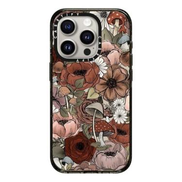 Imagem de CASETiFY Capa Impact para iPhone 15 Pro [4x proteção de grau militar contra quedas de 2,5m/compatível com Magsafe] – Floresta de florais por KT's Canvases – Preto/Transparente