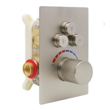 Imagem de Válvula de chuveiro oculta, válvula de desvio de mistura de chuveiro de latão de 3 maneiras pode usar níquel escovado o tempo todo