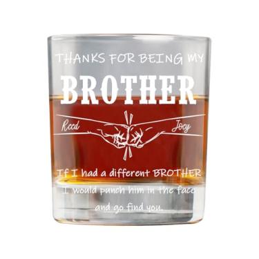 Imagem de Congrats On Being My Brother Copo de uísque personalizado, copo de bourbon personalizado com nome, presentes engraçados de aniversário, amizade de fraternidade (estilo 1)