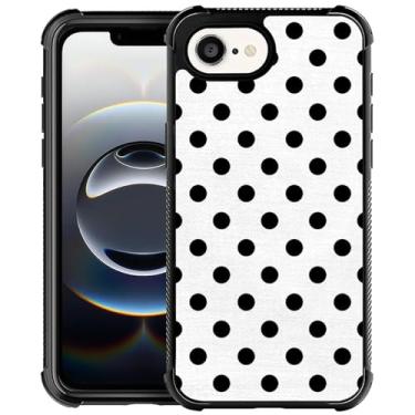 Imagem de OKBUOK Capa para iPhone 16E, capa protetora à prova de choque padrão fino pano preto bolinhas