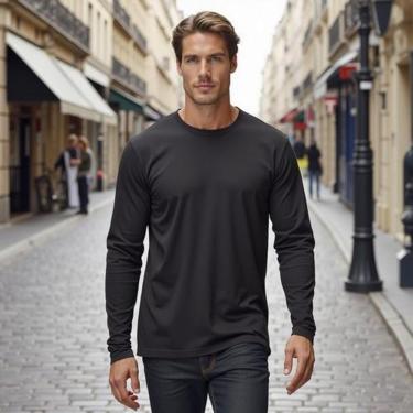 Imagem de Camiseta De Frio Manga Longa Masculina Colorida Sortidas-Masculino