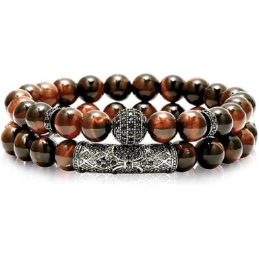 Imagem de Pulseira Olho de Tigre Vermelho Natural – Energia, Foco e Equilíbrio Masculina e Feminina