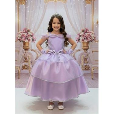 Imagem de Fantasia Infantil Princesa Rapunzel Glitter com Luvas - Tamanho P a G 