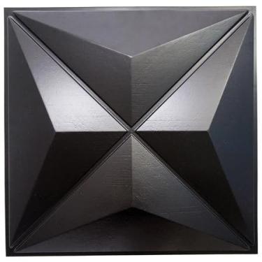 Imagem de Kit 100 Placas 3D PVC Preto 25x25cm – Revestimento Decorativo para Parede Sala Quarto (Bruxelas,50 UN)