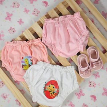 Imagem de Kit 6 Calcinhas de Bebê Tampa Fralda Algodão - Taya Baby, Rosa, P