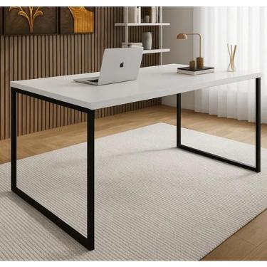 Imagem de Mesa Industrial Branca 1,20m X 0,80m Estrutura De Metal Tampo Mdf