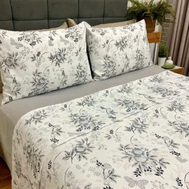 Imagem de Jogo De Cama Casal Bliss Estampado 100% Algodão 180 Fios 4 Peças Hera/cinza