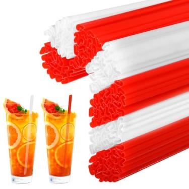 Imagem de Potchen 150 Pçs Canudos de Plástico em Forma de Bengala de Doce de Natal Descartáveis para Coquetel Festa de Natal Artigos de Festa de Aniversário (Vermelho, Branco)