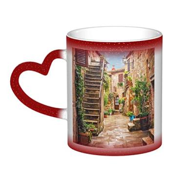 Imagem de Copo de café divertido da Itália Toscana, copo de cerâmica com mudança de cor sensível ao calor 12 Oz, para café/chá/leite/cacau, para adolescente/aniversário/festival/presentes