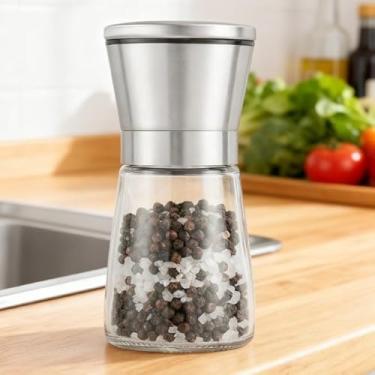 Imagem de Moedor de pimenta, formato de mini biscoito com aderência forte, moedor manual de sal e especiarias, núcleo de moagem de cerâmica, moedor de cozinha preto para cozinhar