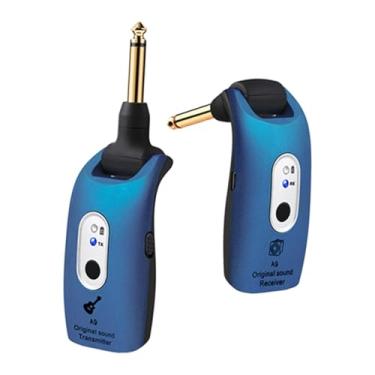 Imagem de Dynwave Transmissor e receptor de guitarra elétrica recarregável, peça para guitarras de madeira, de guitarra portátil sem fio para baixistas, Azul