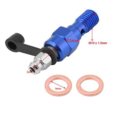 Imagem de Generic M10x1.0mm Motocicleta Banjo Parafuso Sangramento Mamilo para Fechaduras de Ar Substituição Com Tampa Poeira para Freios Dianteiros ou Traseiros (Azul)