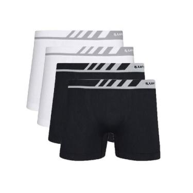 Imagem de Kit com 4 Cuecas Boxer Branco/Preto Lupo 671-002, Branco, Preto, G