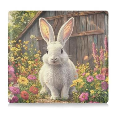 Imagem de CEBUGI Porta-luvas com porta-luvas e seguro de carro coelho branco para organizador de documentos, 12,5 cm x 24 cm