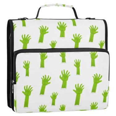 Imagem de Wassud Pasta de arquivo expansível Green Zombie Hands com 3 anéis com alça de ombro e alça de vários bolsos