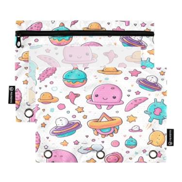 Imagem de Wassud Pastas de fichário, 3 furos, pastas de bolso, objetos cósmicos, organizador de fichário, pasta de arquivos para escritório em casa, pacote com 2