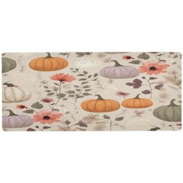 Imagem de Wassud Tapete de mouse com estampa de abóboras de outono com base de borracha antiderrapante, mouse pad longo com borda costurada, à prova d'água, grande mesa para escritório, casa, 89,9 cm x 39,9 cm