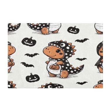 Imagem de Burbuja Tapete de banheiro com desenho animado de dinossauro, tapete absorvente extra macio com suporte antiderrapante para banheiro, banheira e chuveiro, 40,6 x 61 cm