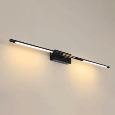 Imagem de Luminária de parede linear minimalista LED 6000K com luz branca, moderna e elegante, ideal para banheiro, sala de estar, quarto e corredores (preta, 100 cm).