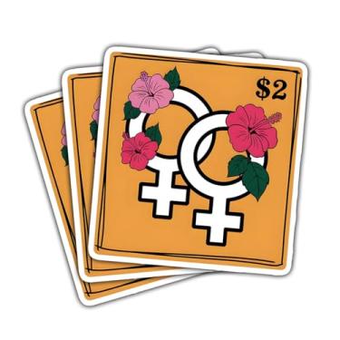 Imagem de Adesivo lésbico com símbolo duplo de Vênus, decalque de vinil feminista LGBTQ+ Pride para meninas, adolescentes, adultos, laptop, garrafa de água, carro, álbum de recortes, caderno, diário, acessório