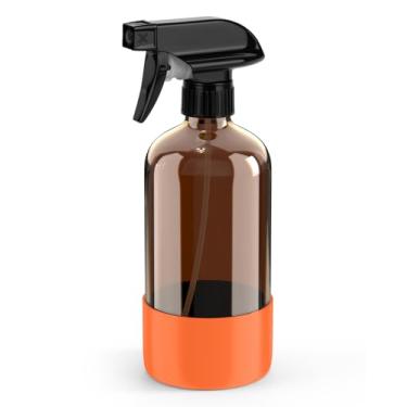 Imagem de Bontip Frasco de spray de vidro com proteção de silicone, conjunto de frascos de spray de vidro âmbar de 473 ml para limpador de janelas, aromaterapia, hidratação facial, regar flores, cuidados com o