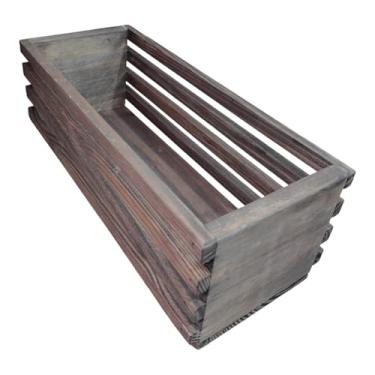 Imagem de Cachepô em Madeira Tingida, Retangular, 34cm x 14cm x 12cm, Marrom