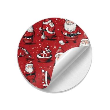 Imagem de Adesivos Redondos Natalinos 25 Unidades Estampa Papai Noel O Natal Está Aqui - Tamanho 85x85cm