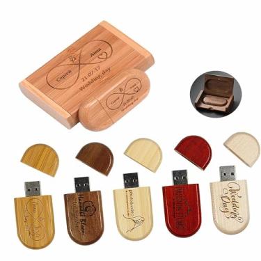 Imagem de Pen drive USB de madeira personalizado, pen drives gravados com logotipo personalizado com embalagem opcional para presentes de negócios, lembrancinhas de casamento, eventos promocionais, estúdios de
