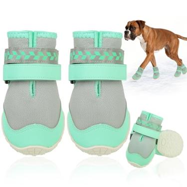 Imagem de SCENEREAL Sapatos de cachorro grandes para pavimento quente, botas respiráveis de malha para caminhadas de verão, botas refletivas para animais de estimação e protetores de patas para atividades ao ar