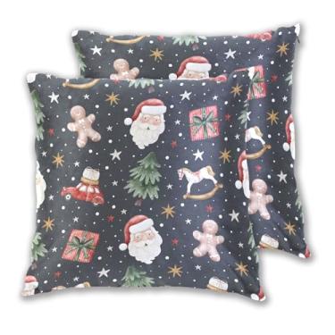 Imagem de Joitme Conjunto de 2 capas de almofada de sofá grandes com estampa animal de Natal, Papai Noel, preto, 20 x 20 polegadas, 2 peças