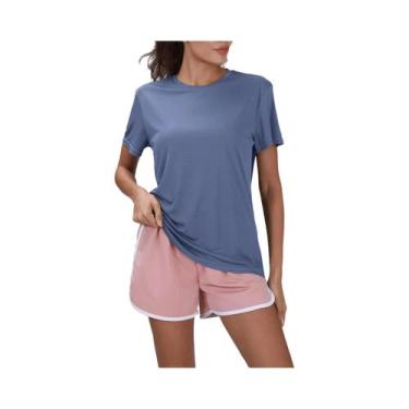 Imagem de Camiseta Esportiva Feminina Roxa De Secagem Rápida Ultraleve Com Manga