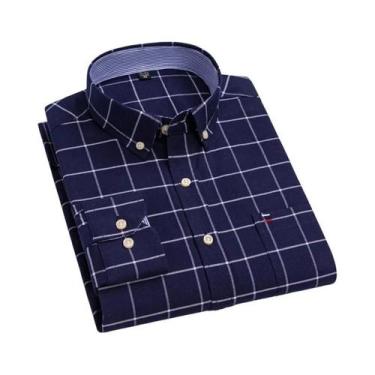 Imagem de Camisa Social Masculina De Manga Longa Em Oxford 100% Algodão Com Esta
