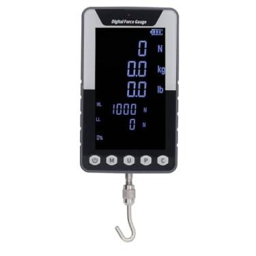 Imagem de KIMISS Dinamômetro Digital de Medidor de Força Push Pull para Testes de Tensão e Pressão - 10N, 1Kg, 2,2Lb Com Display Colorido, Vários Modos de Medição e Sincronização de Dados (Plugue UE)