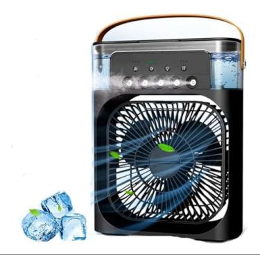 Imagem de Mini Ventilador Umidificador Ar Climatizador com Reservatório para Água e Gelo Portátil Ventilador Portátil Com Função Umidificador Climatizador Preto