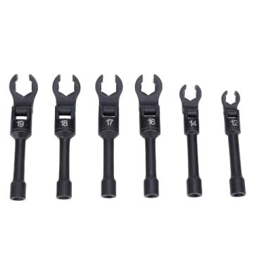 Imagem de YWBL-WH Conjunto de Chave de Linha de pé de Corvo de Cabeça Longa Flexível, 6 Peças de Chaves Métricas de Cabeça Flexível de 180 Graus para Manutenção Automotiva, Unidade de 12-19 Mm 3/8 pol. para